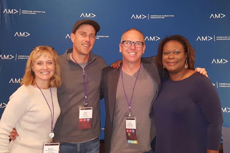 The author, second from left, with San Diego AMA’s Rachel Brown, Co-VP Communications; Scott Robinson, VP Corporate Engagement; and Anetra Henry-Hunting, VP Sponsorship.